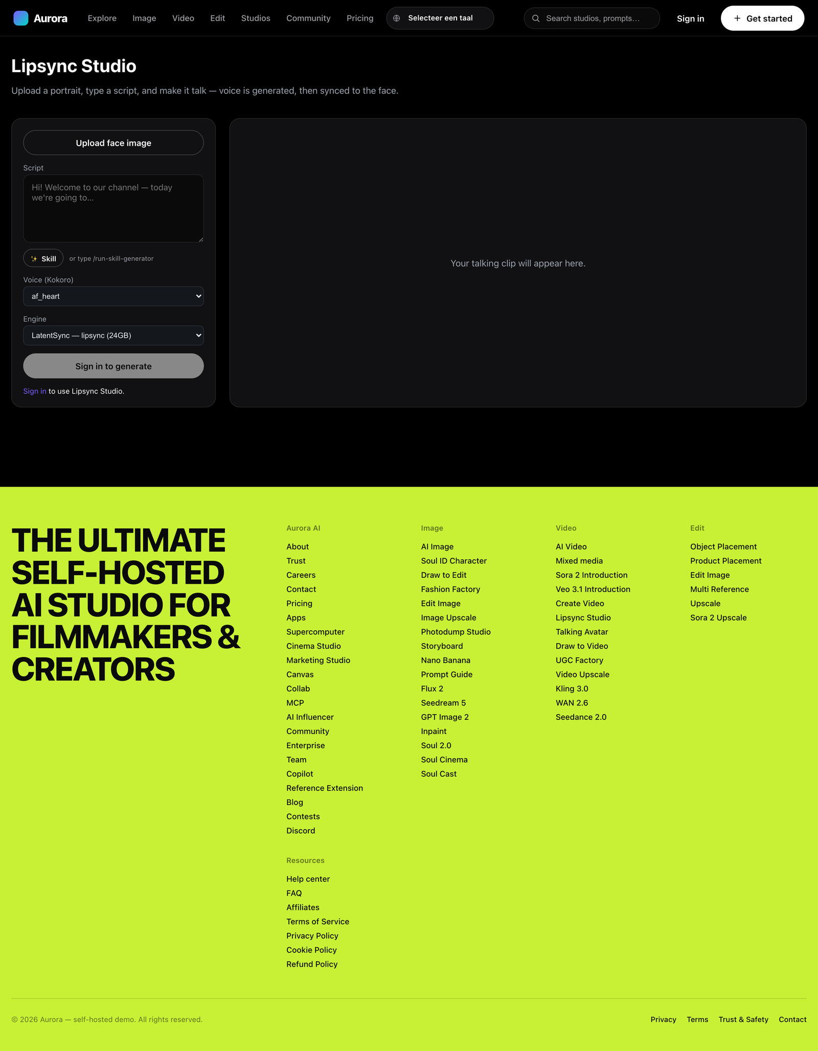Lipsync Studio — pratende clips