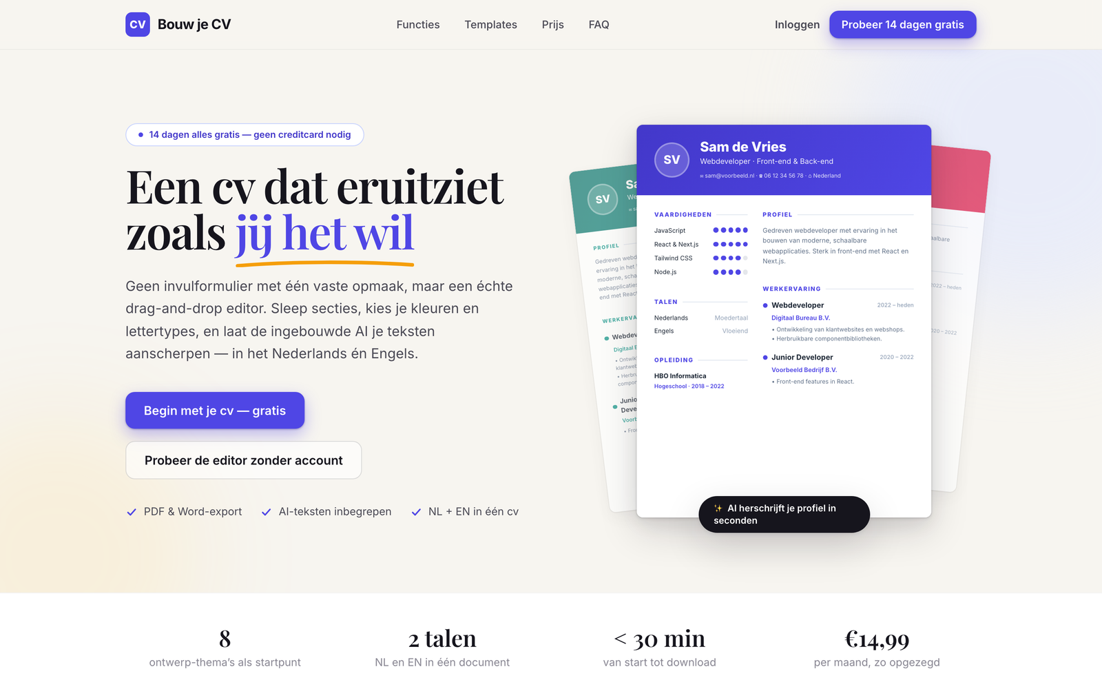 Bouw je CV preview