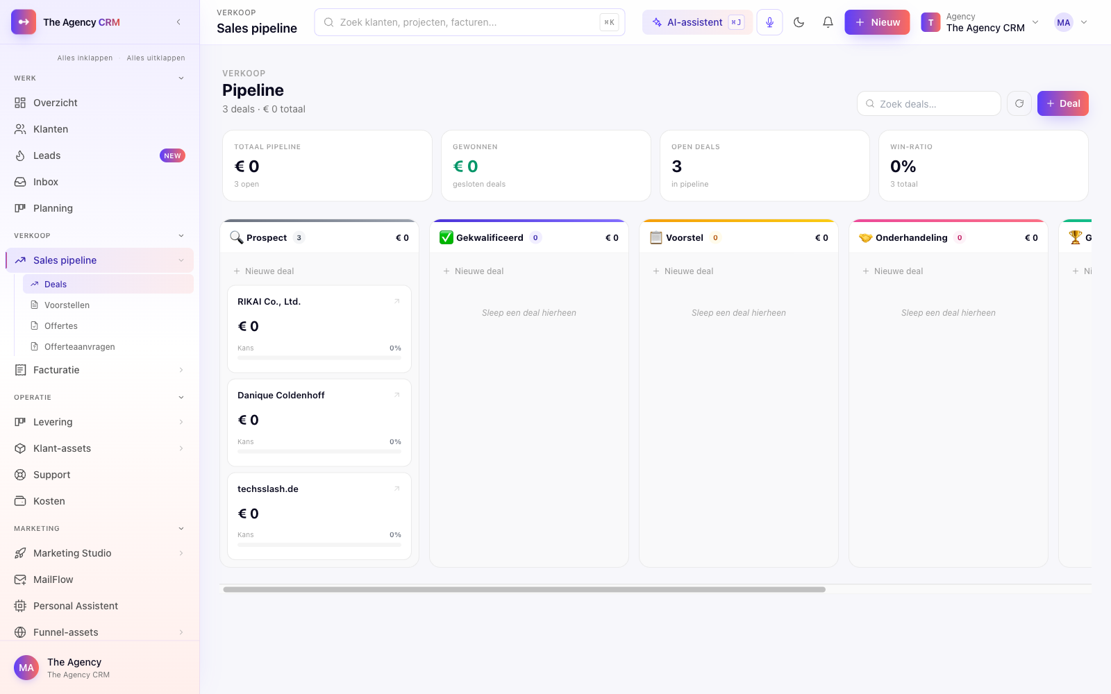 Dashboard — sales pipeline