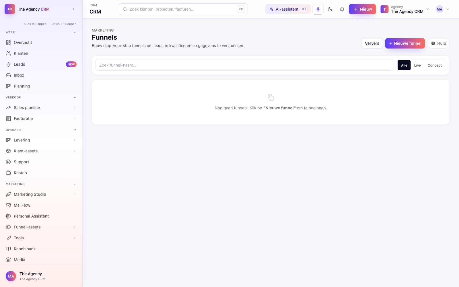 Dashboard — funnels