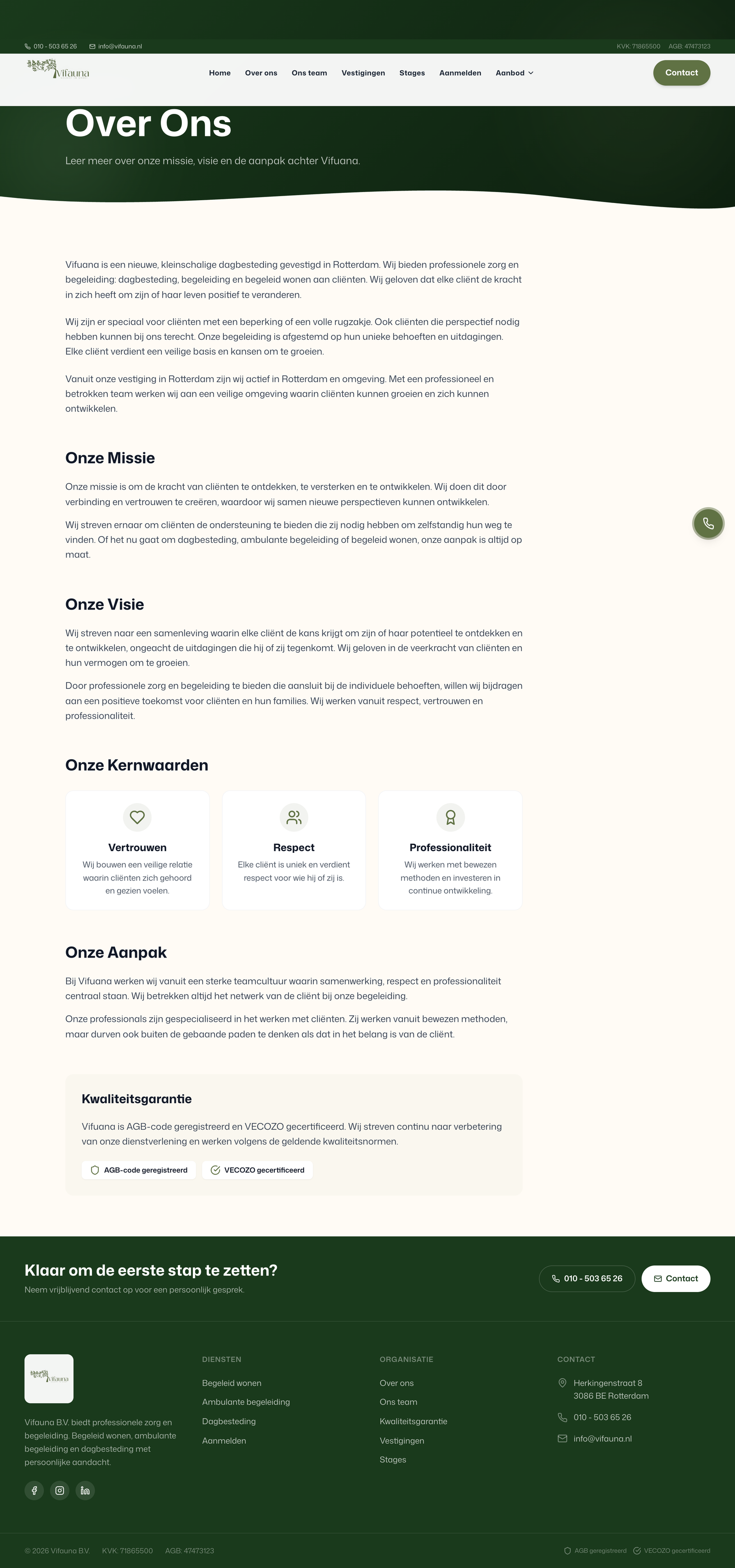 Over ons — missie, visie & kernwaarden