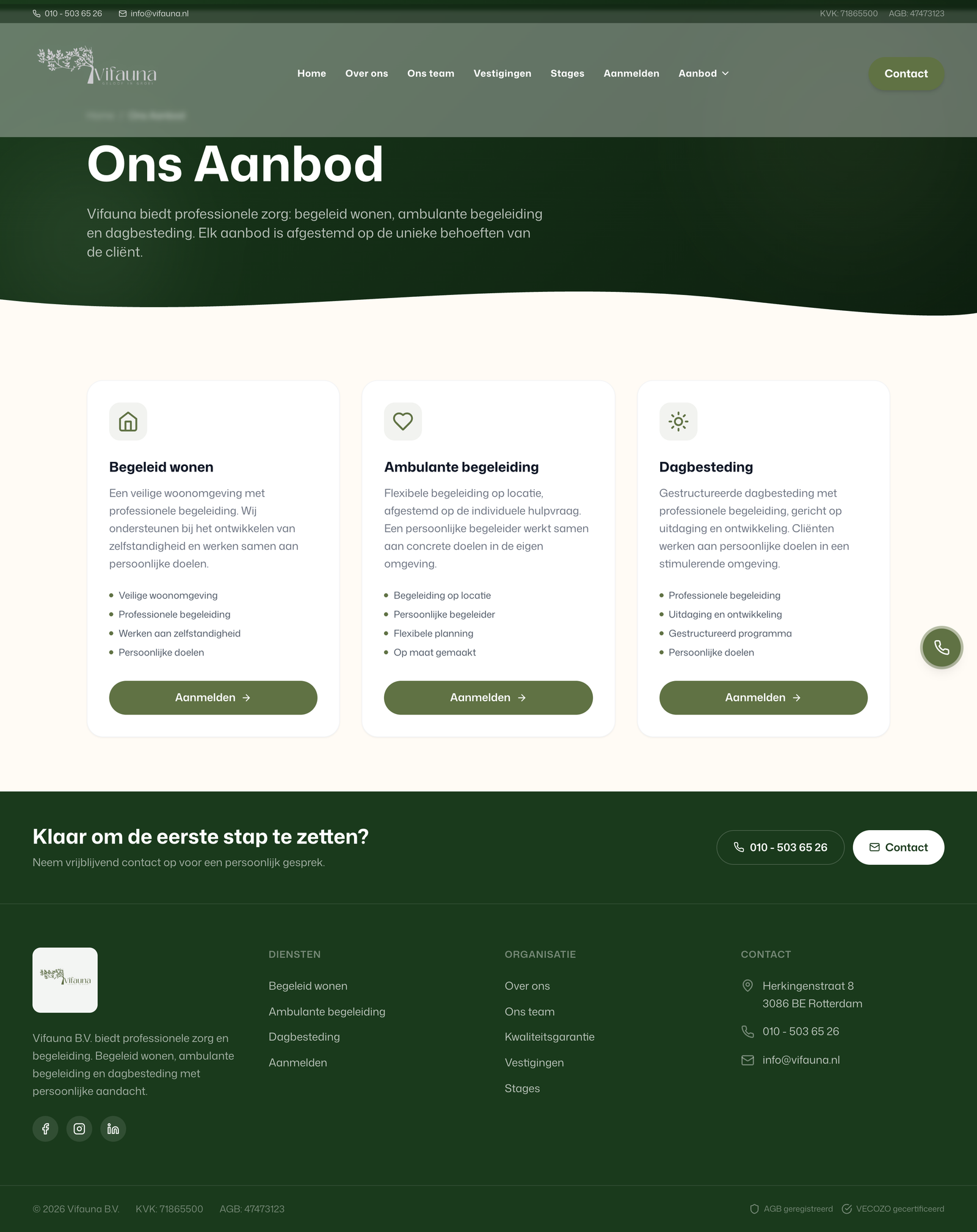 Ons aanbod — drie zorgvormen