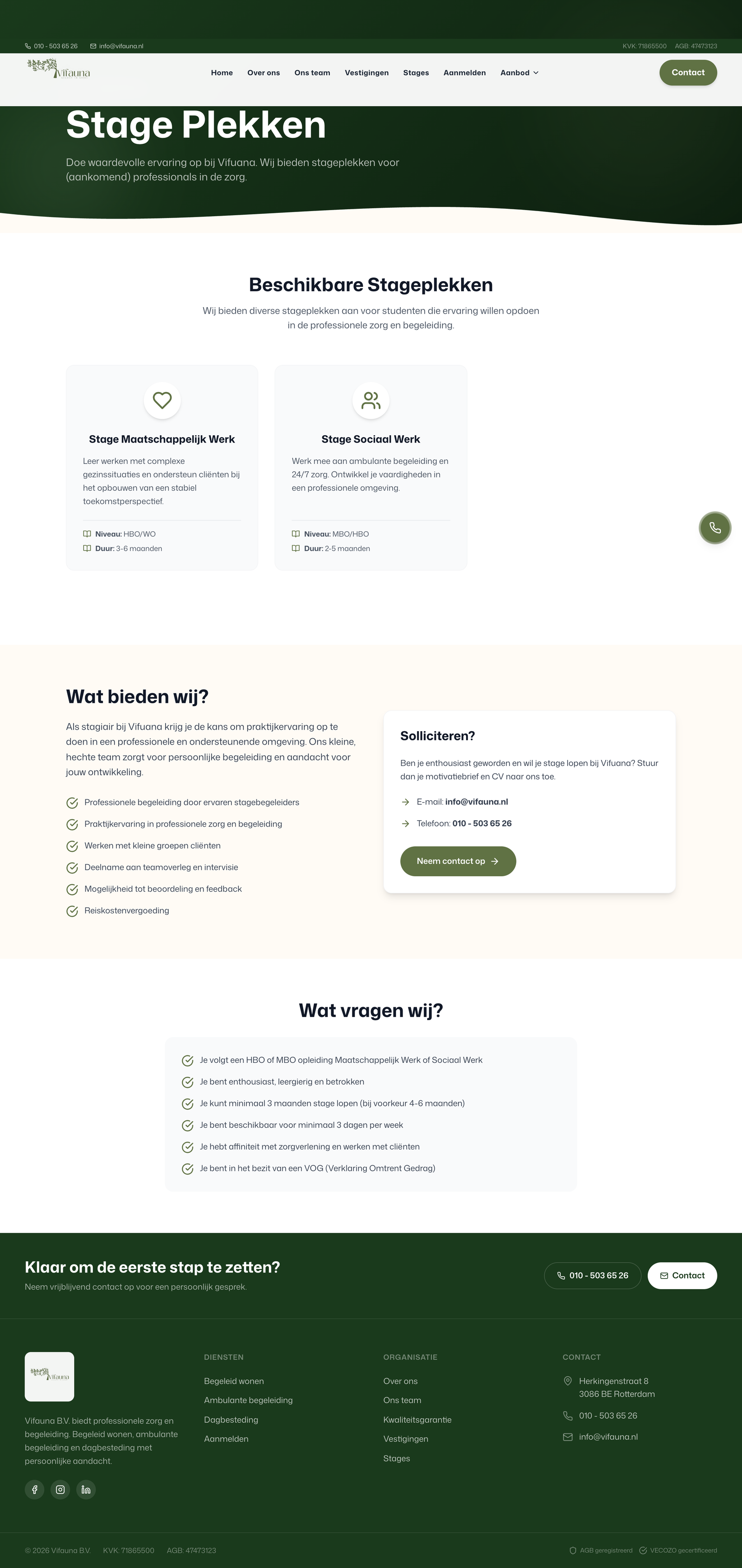 Stageplekken
