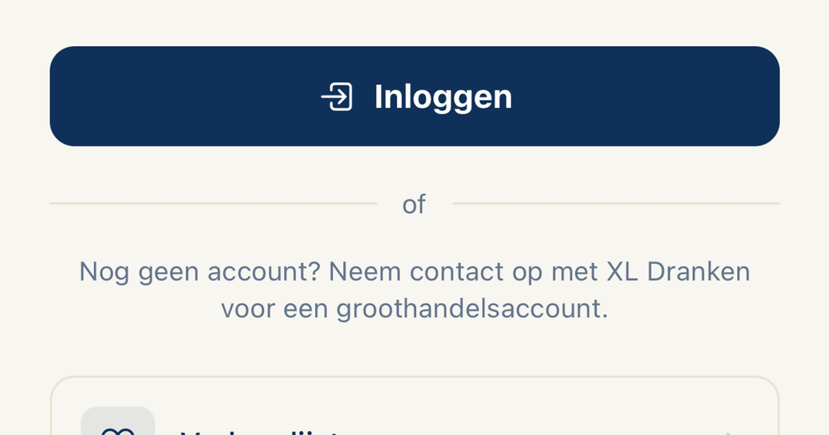 XL Groothandel app — iPhone